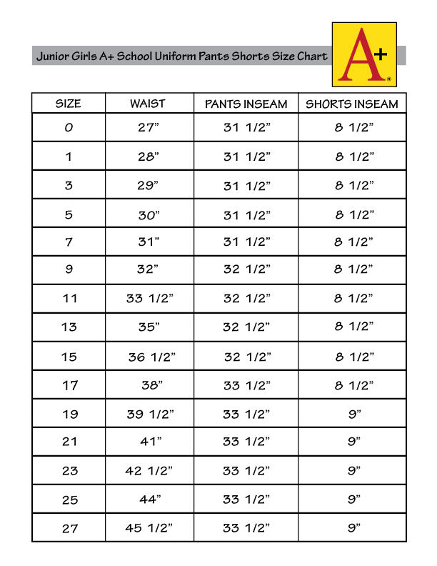 Countryside Christian Academy Junior Girl's A+ Mid-Rise School Uniform Shorts (7876J)