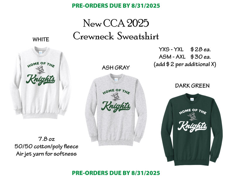 Countryside Christian Academy New CCA Crewneck Sweatshirt - ONLY AVAILABLE UNTIL AUGUST 31st