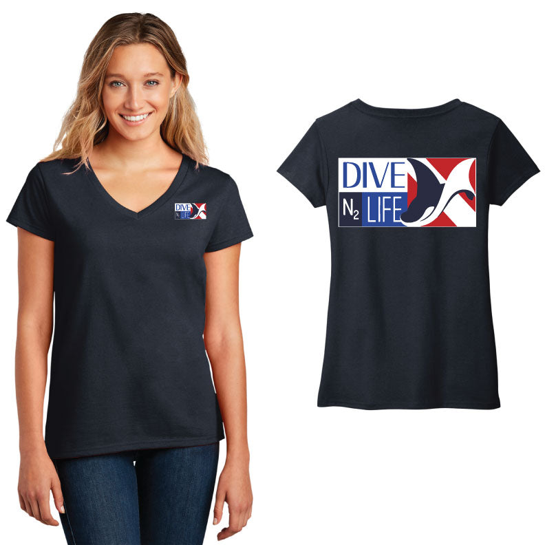 DiveN2Life Lady's Short Sleeve V-Neck T-shirt